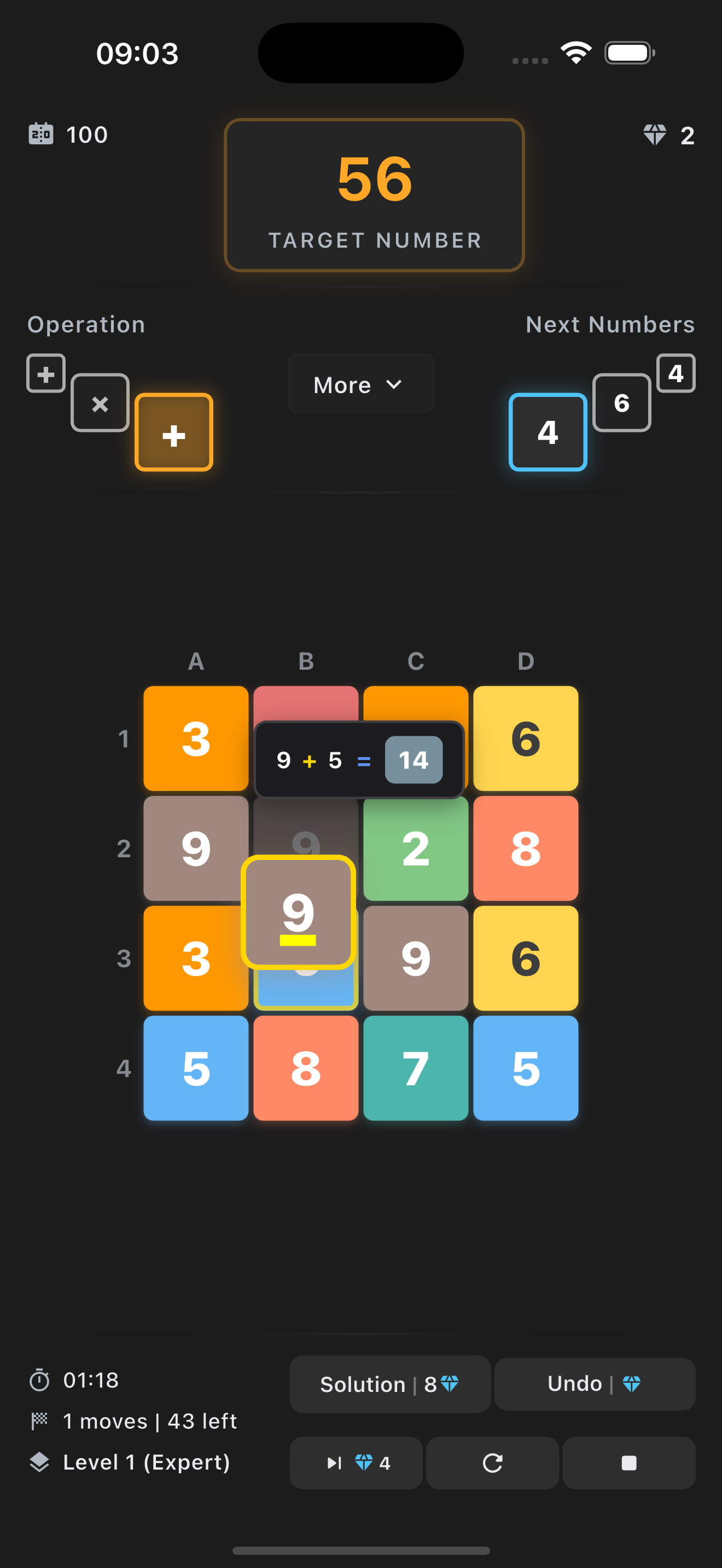 MathFuse gameplay screen 2